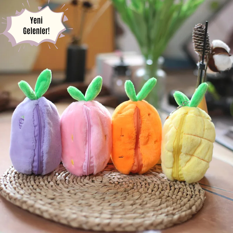 🌈 Meyve Kostümlü Peluş Anahtarlık – Şirin Tavşan Sürprizi 🐰🍓🍍🍊🍇