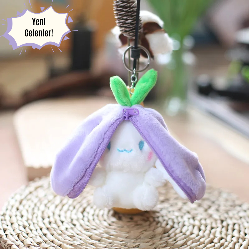 🌈 Meyve Kostümlü Peluş Anahtarlık – Şirin Tavşan Sürprizi 🐰🍓🍍🍊🍇