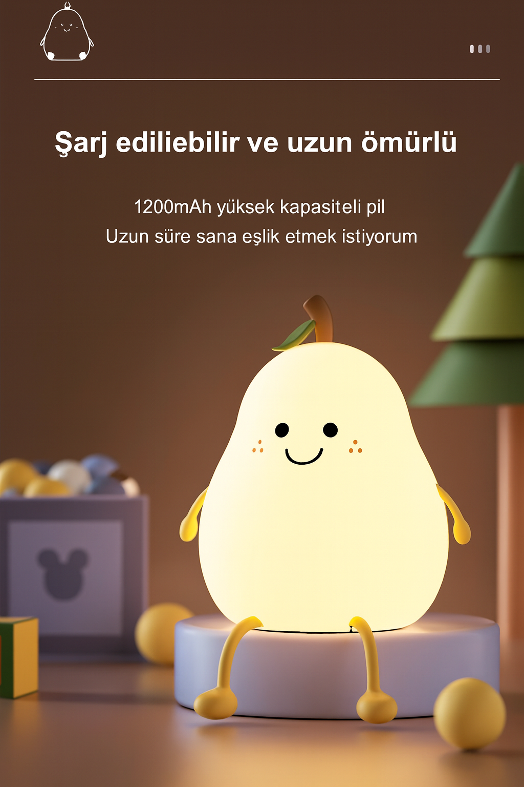 MomiLights™ Armut Gece Lambası – Şarjlı, Sevimli ve Uzun Ömürlü 🍐✨