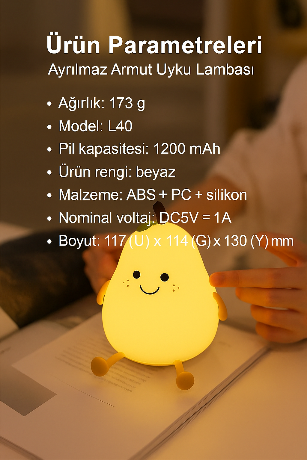 MomiLights™ Armut Gece Lambası – Şarjlı, Sevimli ve Uzun Ömürlü 🍐✨
