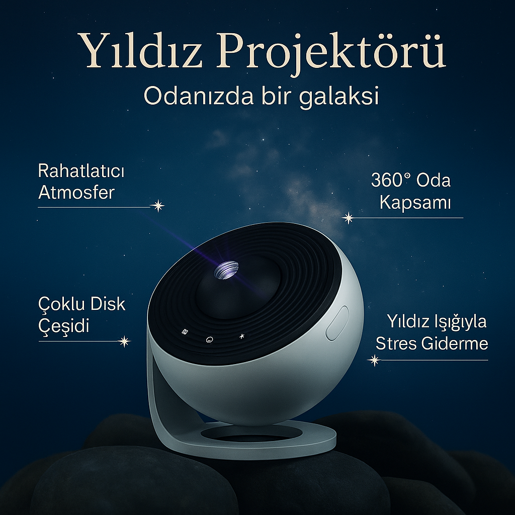 360° HD Galaxy Projektör | Odanızı Uzaya Dönüştürün