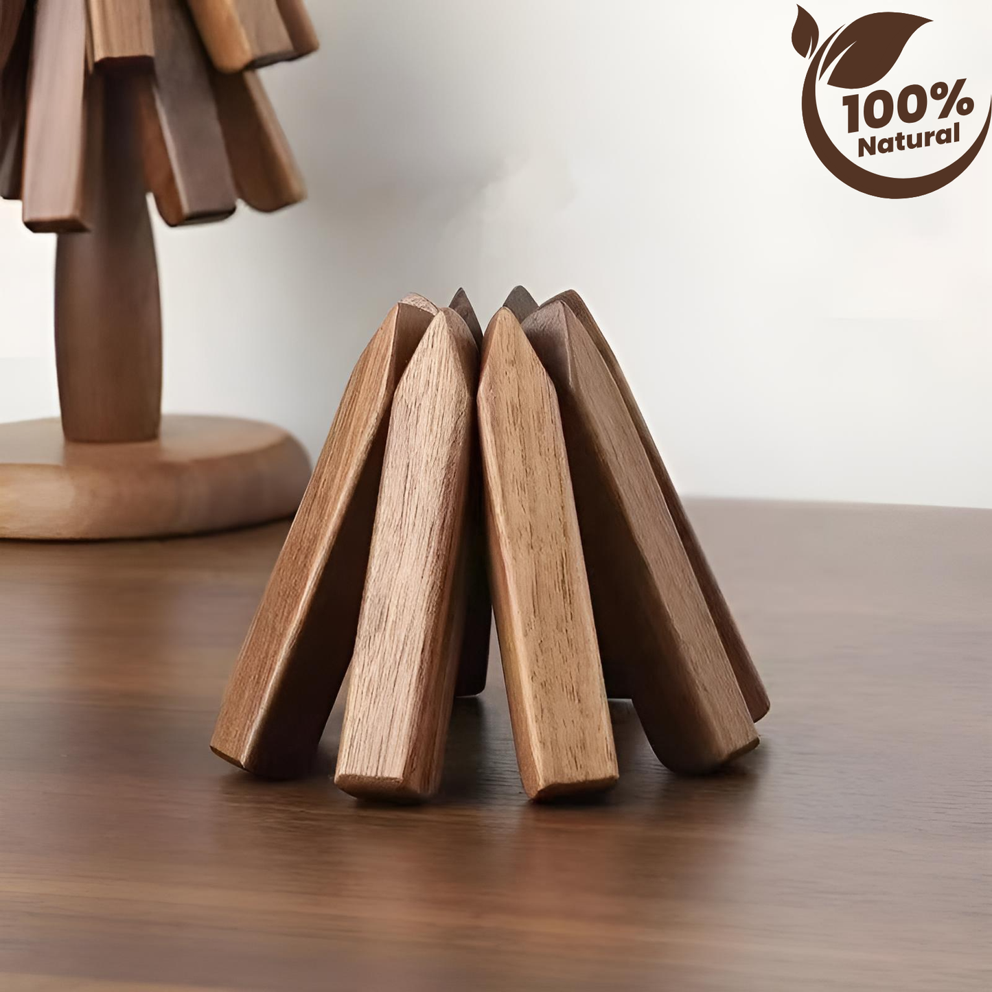 %100 Ceviz Ağacından Mat Ahşap Masa Altlığı