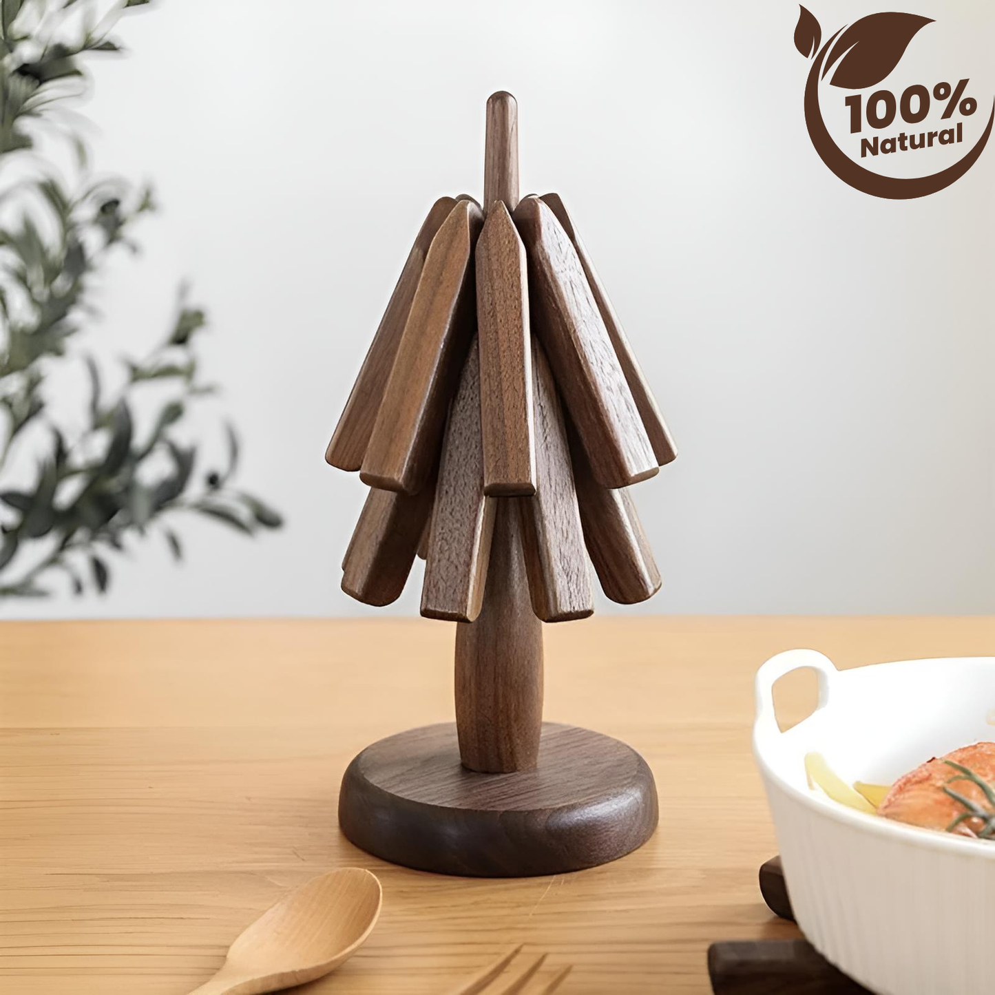 %100 Ceviz Ağacından Mat Ahşap Masa Altlığı