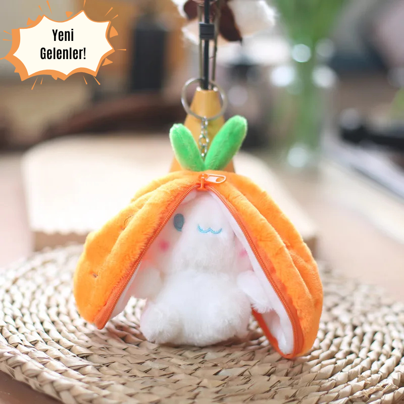 🌈 Meyve Kostümlü Peluş Anahtarlık – Şirin Tavşan Sürprizi 🐰🍓🍍🍊🍇