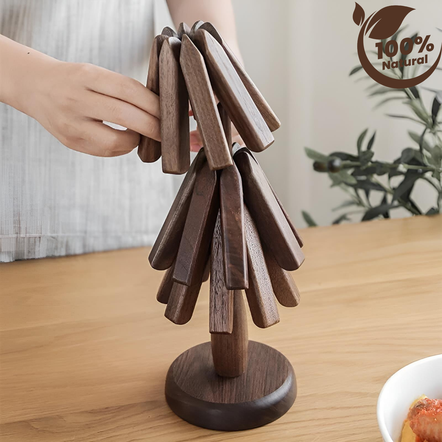 %100 Ceviz Ağacından Mat Ahşap Masa Altlığı