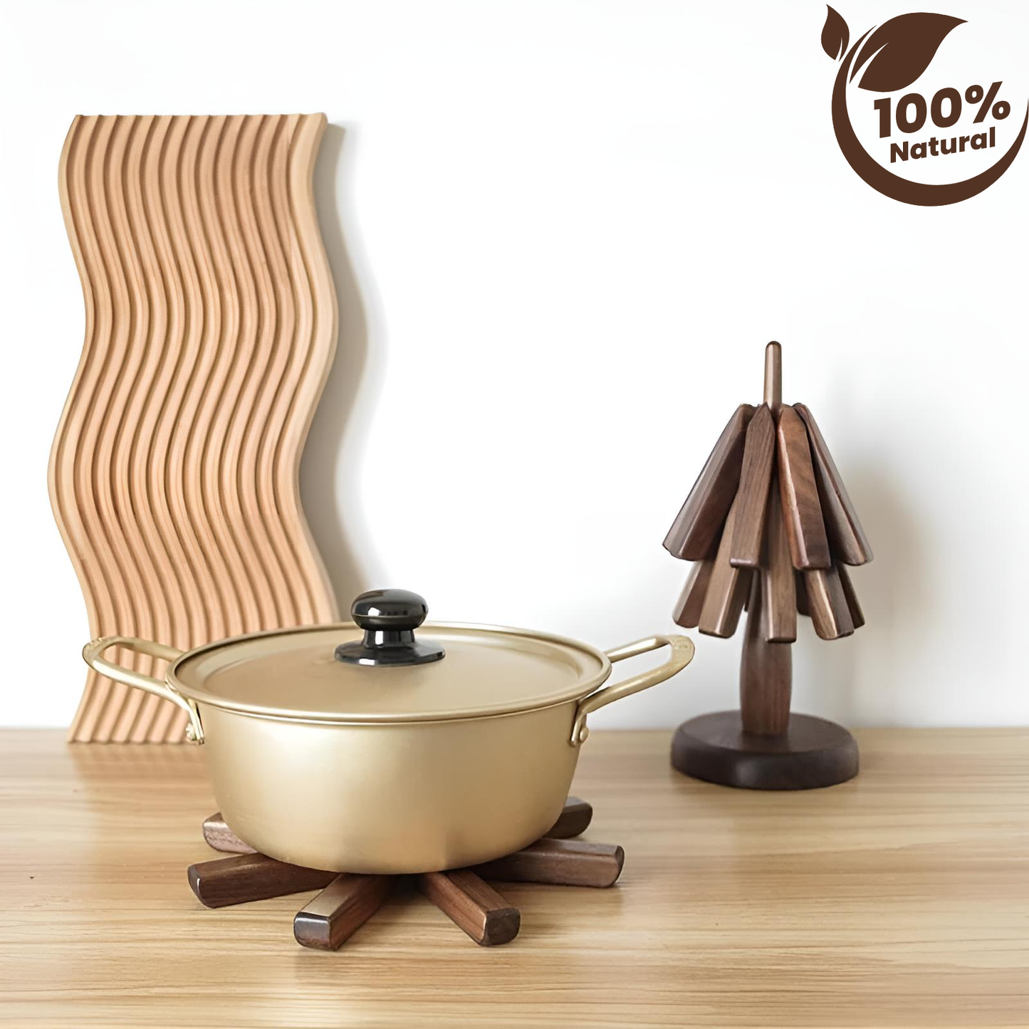 %100 Ceviz Ağacından Mat Ahşap Masa Altlığı