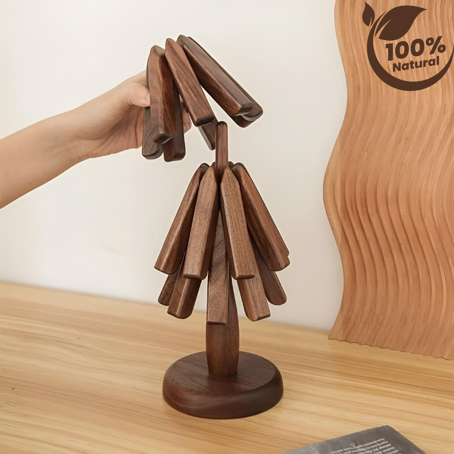 %100 Ceviz Ağacından Mat Ahşap Masa Altlığı