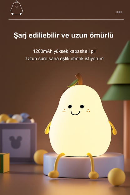 MomiLights™ Armut Gece Lambası – Şarjlı, Sevimli ve Uzun Ömürlü 🍐✨