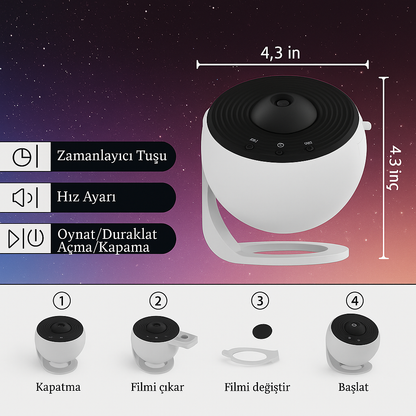 360° HD Galaxy Projektör | Odanızı Uzaya Dönüştürün
