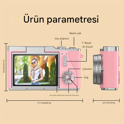 4K Ultra HD Dijital Kamera – 48MP, Çevrilebilir Ekran, Profesyonel Vlog & Fotoğraf Makinesi